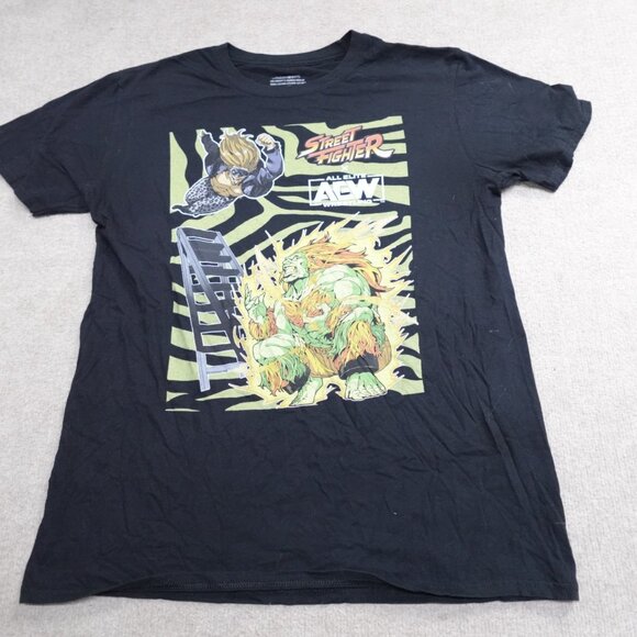 Street Fighter x AEW Shirt Large Black Nerds Campcom - Picture 2 of 6